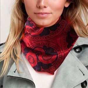 Red Silk Scarf Square JDR Co 20 inches hand rolled